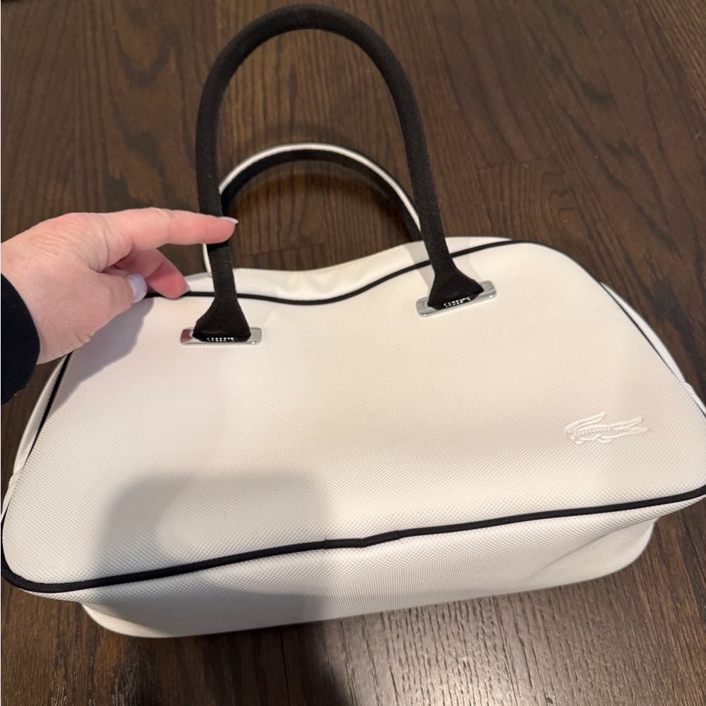 Lacoste White Tote with Black Trim